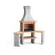 MOVELAR - Barbecue préfabriqué pour bois et charbon Modèle Roma 2 Side Tables Corner (Gris et orange - 160 x 58 x 240 cm) REF: 3800/1