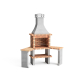 MOVELAR - Barbecue préfabriqué pour bois et charbon Modèle Roma 2 Side Tables Corner (Gris et orange - 160 x 58 x 240 cm) REF: 3800