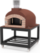 MOVELAR - Four a bois exterieur en beton modele OLYMPUS MONS (Bordeaux - 130 x 130 x 161 cm) - Isole avec liege et 3 couvertures ceramiques - REF: M00573