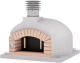 MOVELAR - Four a bois exterieur en beton modele OLYMPUS MONS (Blanc - 130 x 130 x 82 cm) - Isole avec liege et 3 couvertures ceramiques - REF: M00566