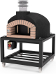 MOVELAR - Four a bois exterieur en beton modele OLYMPUS MONS (Noir - 110 x 110 x 159 cm) - Isole avec liege et 3 couvertures ceramiques - REF: M00576