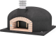 MOVELAR - Four a bois exterieur en beton modele OLYMPUS MONS (Noir - 150 x 150 x 85 cm) - Isole avec liege et 3 couvertures ceramiques - REF: M00547