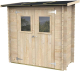 Abri Adossé en Bois 1,9 m² ALCE Bh19 Hobby Monofalda 198x98 cm avec Porte Double avec Fenêtre et Plancher OSB3