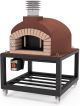MOVELAR - Four a bois exterieur en beton modele OLYMPUS MONS (Bordeaux - 130 x 130 x 161 cm) - Isole avec liege et 3 couvertures ceramiques - REF: M00579