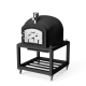 TUOZI - Four a bois exterieur en beton modele KITAWAY (Noir - 120 x 120 x 170 cm) - Isole avec liege et 3 couvertures ceramiques - REF: 4090