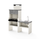 TUOZI - Barbecue en béton préfabriqué pour bois et charbon modèle Pack 14 Venit Flex Plus Hotte avec évier (Béton texturé - 156 x 47 x 185 cm) REF: T00315